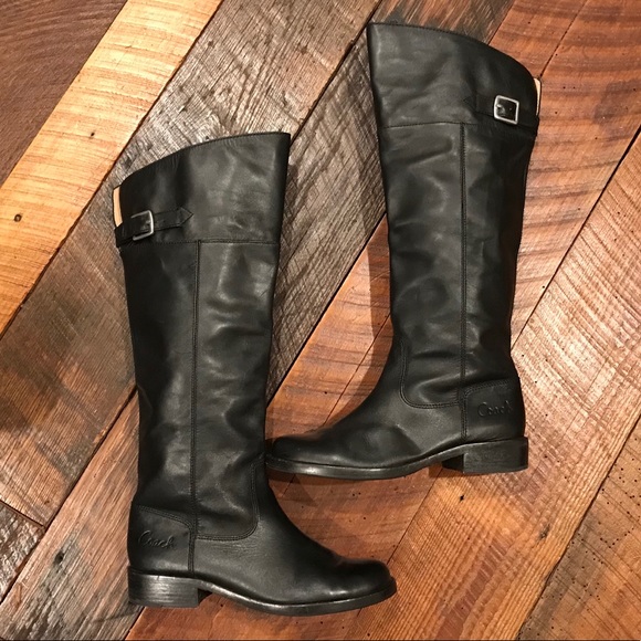 Coach Shoes - Coach Joele Black Leather Riding Boots Sz 7.5 HOT!